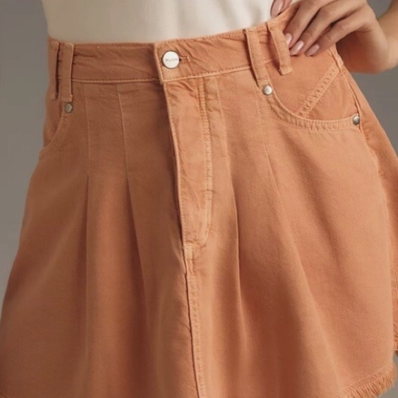 Pilcro Orange pleated Skater Mini Skirt with fray hem NWT size 4 - Picture 4 of 12